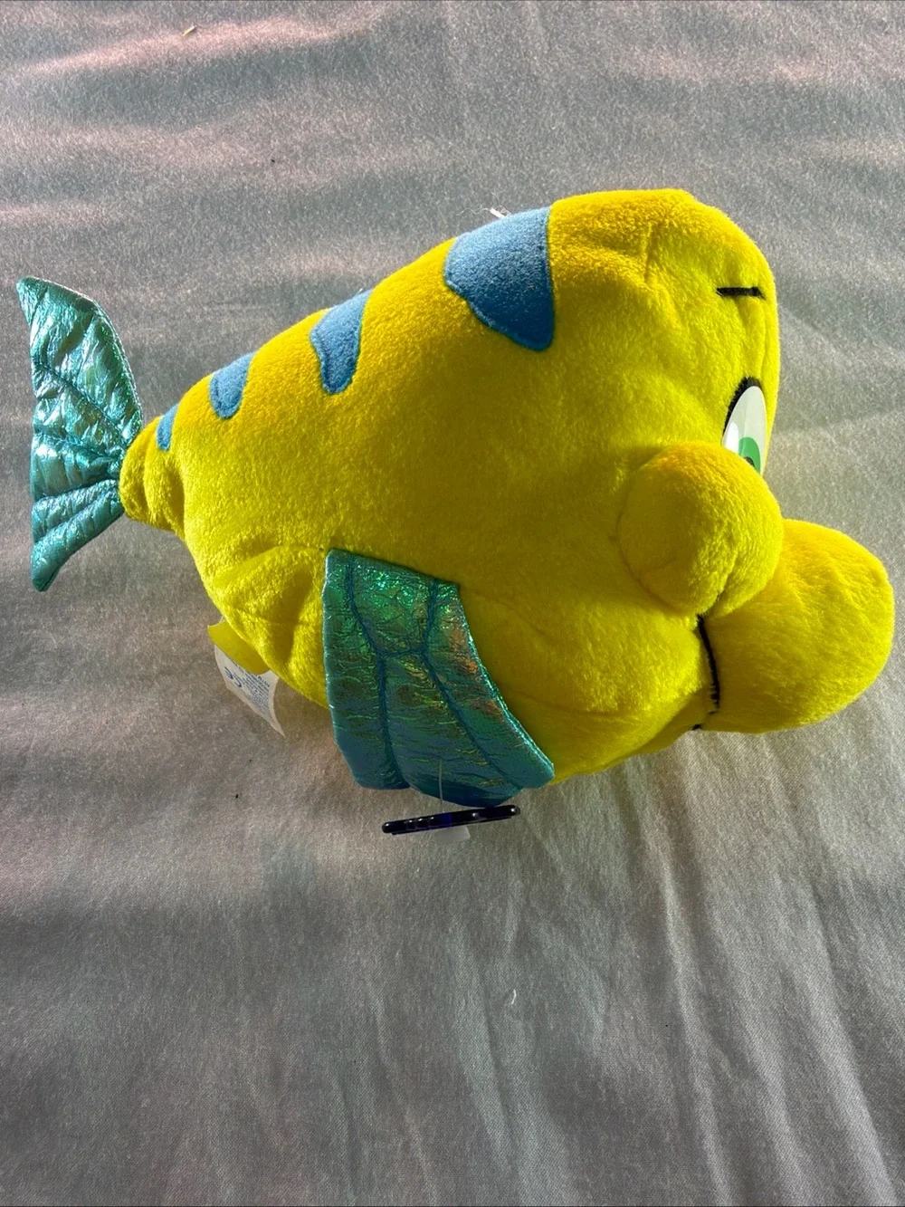 Disney Yellow & Blue Flounder Plush Fish with Shimmery Green Fins